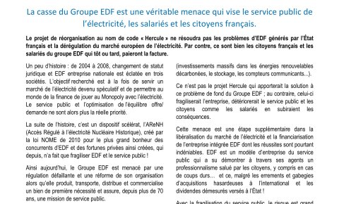 Hercule : La casse du Groupe EDF est une véritable menace qui vise le (...)