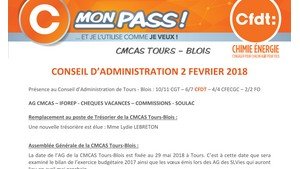 CMCAS TOURS BLOIS : CA de février