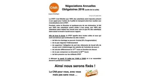 Leguay Emballages : Négociations Annuelles Obligatoires 2016 (suite de la suite)